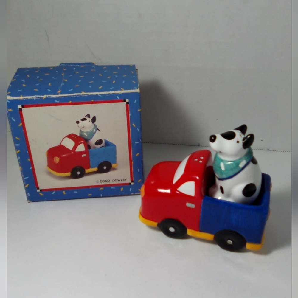 Vintage Dalmatian And Truck Salt And Pepper Shakers
